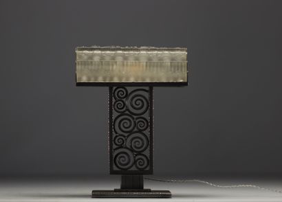 Lampe de de bureau Art Déco en verre rectangulaire...