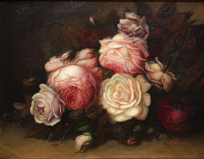 Nature morte au bouquet de fleurs, huile...
