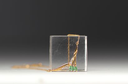 Collier en or 18k, émeraudes taille marquise...
