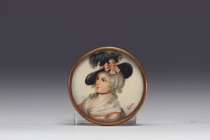 Ensemble de cinq boutons, peinture miniature...