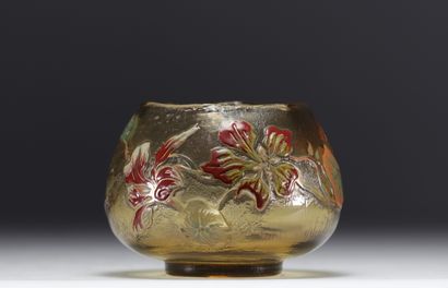 Cristallerie Émile GALLÉ - Vase boule émaillé...