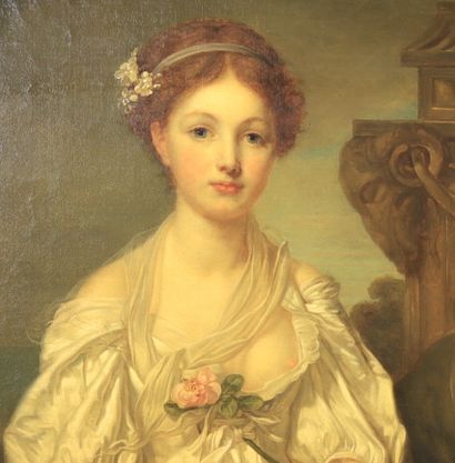 Imposante huile sur toile de l'école de Jean-Baptiste...