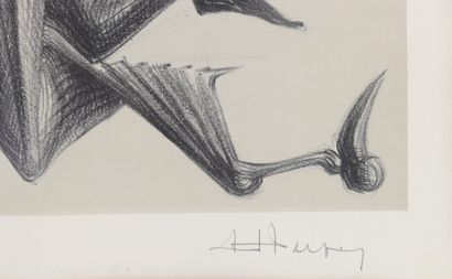 Lithographie représentant un dragon, monogrammée...
