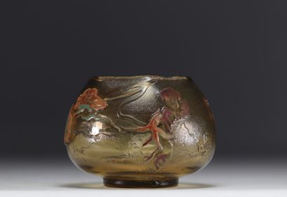 Cristallerie Émile GALLÉ - Vase boule émaillé...
