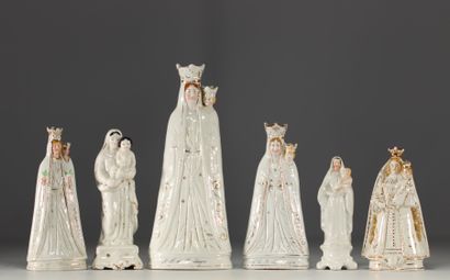 Ensemble de 6 saintes vierges en porcelaine...