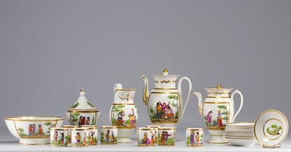 Service à café et à thé en porcelaine de...