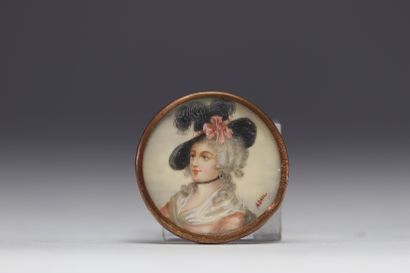 Ensemble de cinq boutons, peinture miniature...