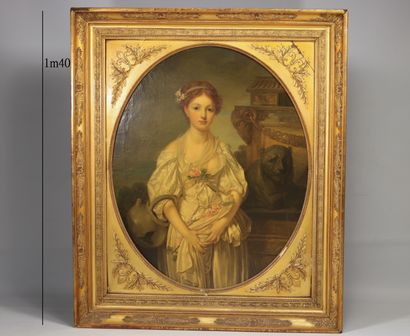 Imposante huile sur toile de l'école de Jean-Baptiste...