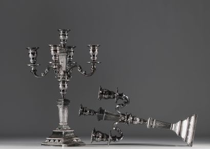 Paire de chandeliers en argent massif, cinq...