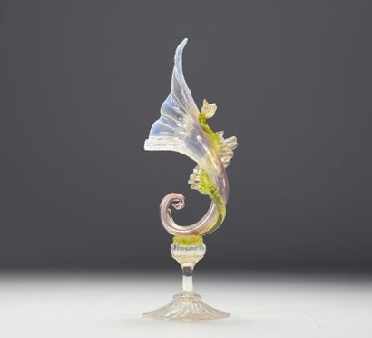 Murano - Vase sur pied en verre soufflé en...