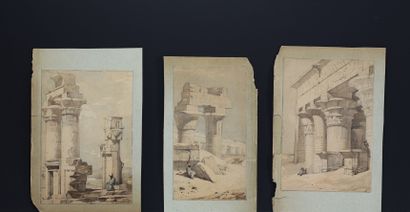 David ROBERTS (1796-1864) attr. à - Trois...