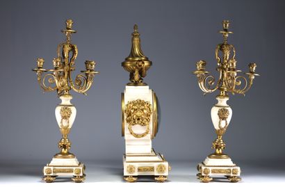 Imposante garniture de cheminée en bronze...