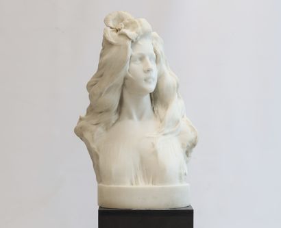 Edouard FORTINI (1862-?) Grand buste de jeune...