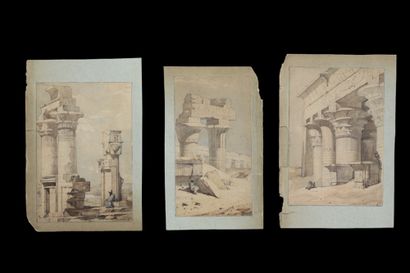 David ROBERTS (1796-1864) attr. à - Trois...