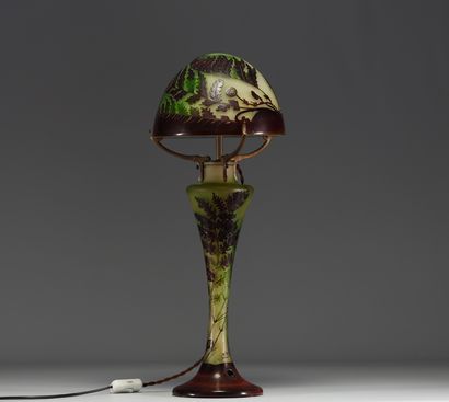 Émile GALLÉ (1846-1904) Grande lampe champignon...