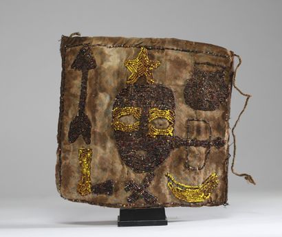 Tissu rituel perlé Yoruba, Nigeria méridional,Début...