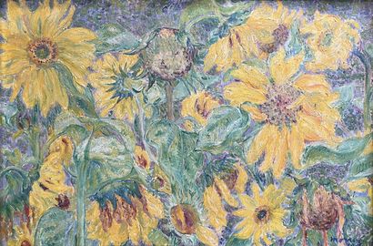 George MORREN (1868-1941). Les tournesols....