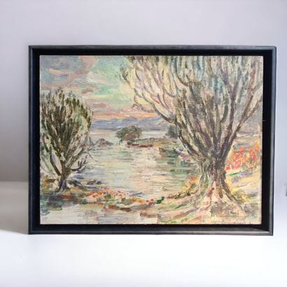 André HALLET (1890-1959). Le lac Kivu. Huile...