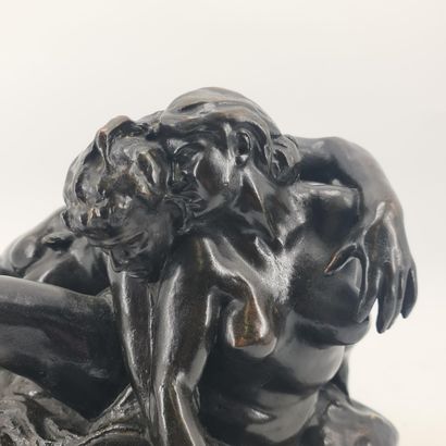 Jef LAMBEAUX (1852-1908). Femme nue et faunes...