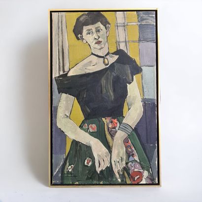 Pierette ROUFFIEN. La dame au collier. Huile...