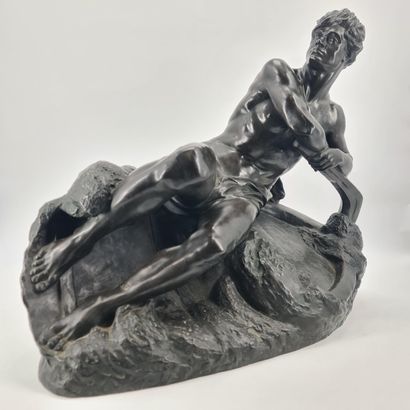 Arsène MATTON (1873- 1953). Le barreur. Imposante...