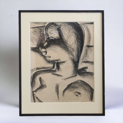 Auguste MAMBOUR (1896-1968). Fusain. Profil...