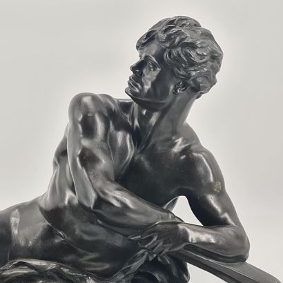 Arsène MATTON (1873- 1953). Le barreur. Imposante...