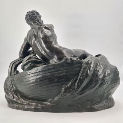 Arsène MATTON (1873- 1953). Le barreur. Imposante...
