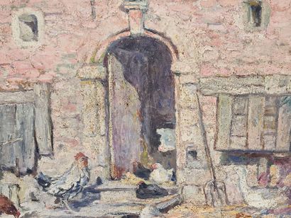 Anna BOCH (1848-1936). La ferme rose. Circa...