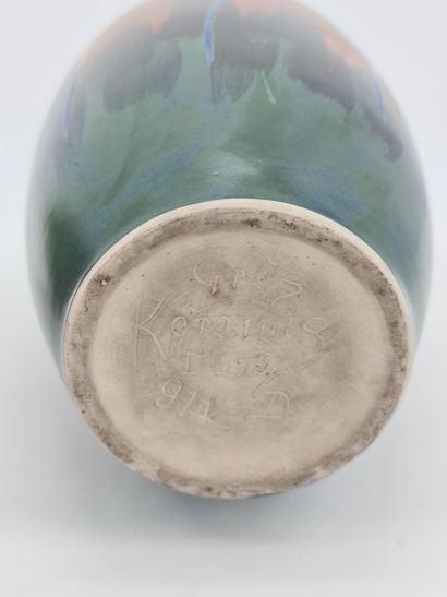 Charles CATTEAU (1880-1966). Paire de vases...