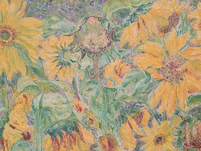 George MORREN (1868-1941). Les tournesols....
