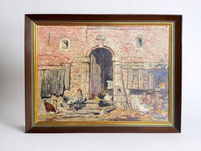 Anna BOCH (1848-1936). La ferme rose. Circa...