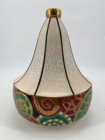 Vase en émaux de Longwy art déco à décor...