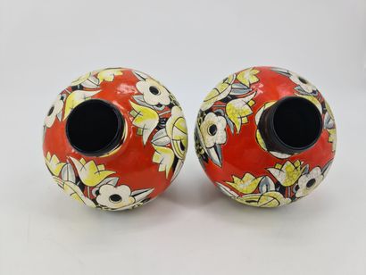 Charles CATTEAU (1880-1966). Lot de 2 vases...