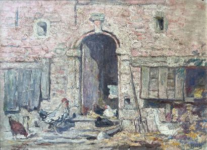 Anna BOCH (1848-1936). La ferme rose. Circa...
