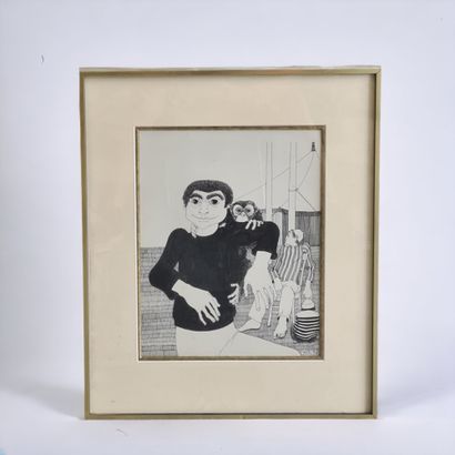 Jean-Pierre FELIX (1938). L’homme au singe....