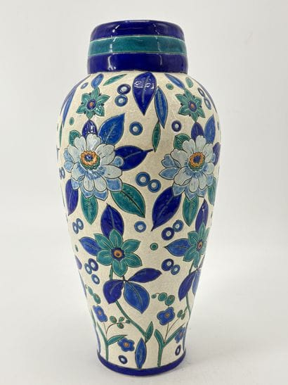 Charles CATTEAU (1880-1966). Vase Boch Keramis...