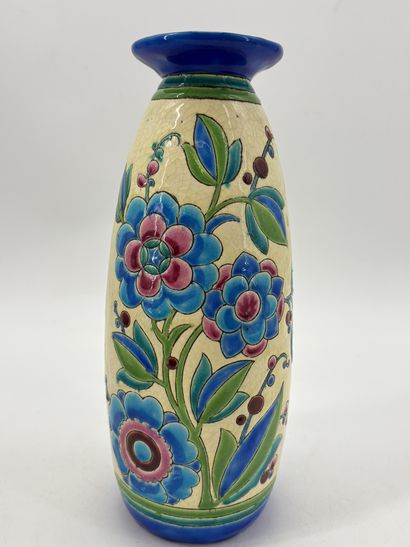 Charles CATTEAU (1880-1966). Vase Boch Keramis...