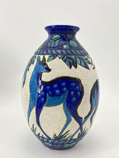 Charles CATTEAU (1880-1966). Vase Boch Keramis...