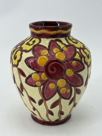 Charles CATTEAU (1880-1966). Rare vase Boch...