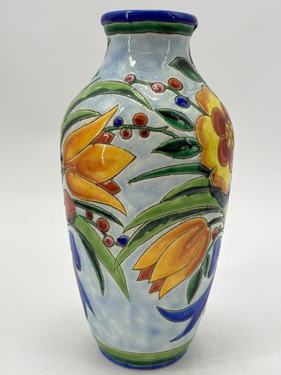 Charles CATTEAU (1880-1966). Vase Boch Keramis...