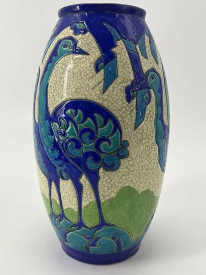 Charles CATTEAU (1880-1966). Vase Boch Keramis...