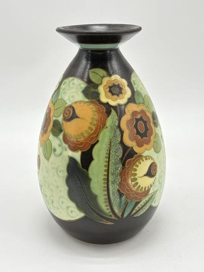 Charles CATTEAU (1880-1966). Vase Boch Keramis...