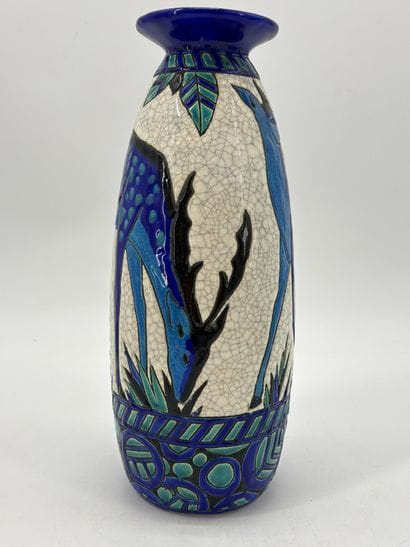 Charles CATTEAU (1880-1966). Vase Boch Keramis...