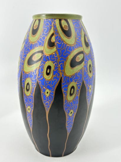 Charles CATTEAU (1880-1966). Vase Boch Keramis...