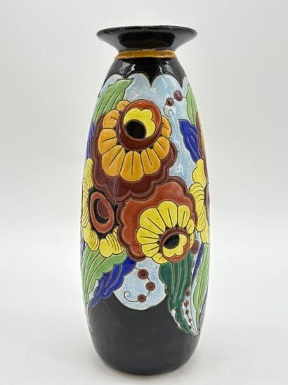 Charles CATTEAU (1880-1966). Vase Boch Keramis...