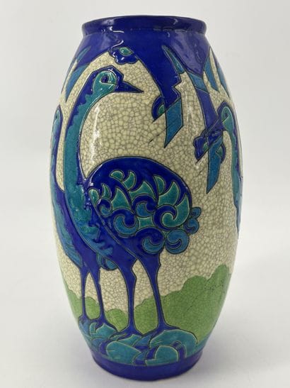 Charles CATTEAU (1880-1966). Vase Boch Keramis...