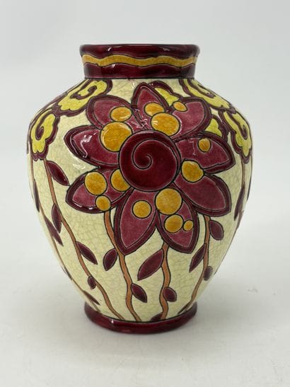 Charles CATTEAU (1880-1966). Rare vase Boch...