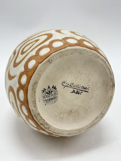 Charles CATTEAU (1880-1966). Vase Boch Keramis...