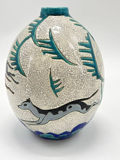 Charles CATTEAU (1880-1966). Vase Boch Keramis...